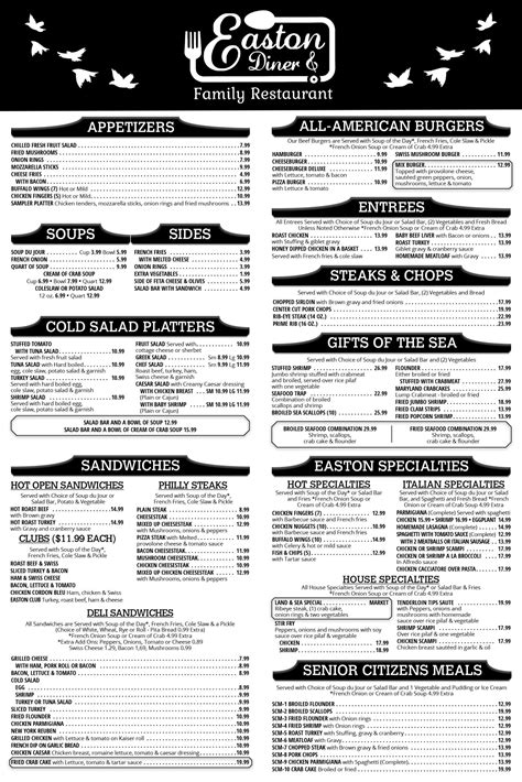 Our Menu - Easton Diner MD