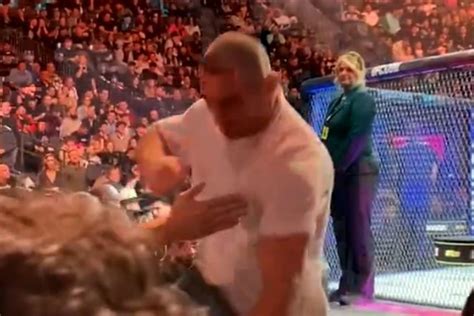 Ufc Video Sean Strickland Leaps Over Seats To Brawl With Dricus Du