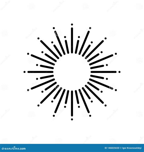 Sun Rays Black Icon Isolated on White Background Stock Vector ...