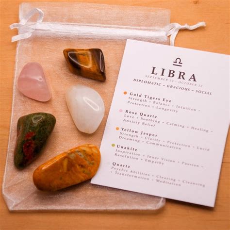 Libra Crystal Set Zodiac Tumbled Stones Astrology Set Star Etsy