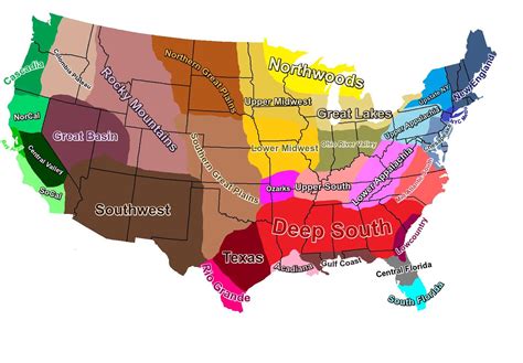 Map Of Cultural Regions Of The United States Brilliant Maps