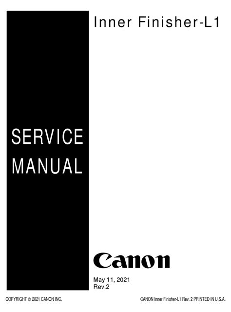 Canon Inner Finisher L1 Service Manual Pdf Download Manualslib