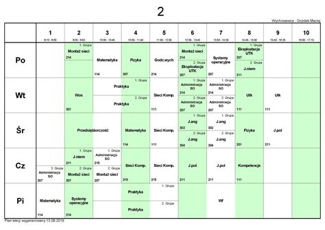Plany Lekcji Obowiązujące Od 17 Września Zsk Szczecin