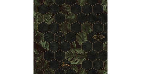 Hexagon Leaves Graafinen Lehtitapetti Rebel Wallsilta