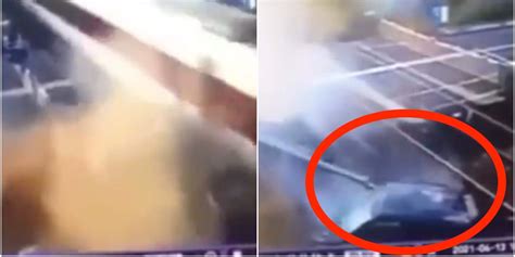 Dramatic Cctv Footage Shows The Moment A Stolen Car Crashes Into A High