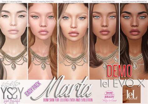 Second Life Marketplace Demo Ysandys Marta Bom Skins Lelutka Evol