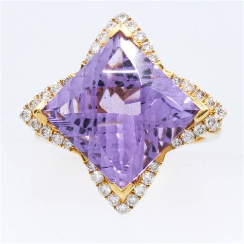 18ct Yellow Gold Amethyst And Diamond Ring Allgem Jewellers