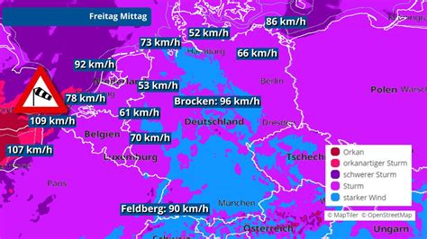 Unwetter Fahrplan und Sturm über Deutschland Orkan ZEYNEP wird am