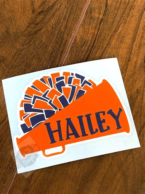 Cheerleader Decal Cheerleading Decal Megaphone Decal Personalized Cheer Decal Personalized