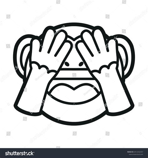 Emoji Little Monkey Covered Eyes Vector Stock Vector (Royalty Free ...