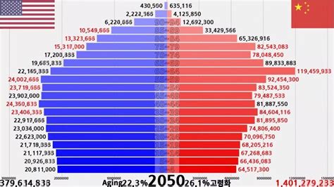 미국 중국 인구 피라미드 Mlbpark