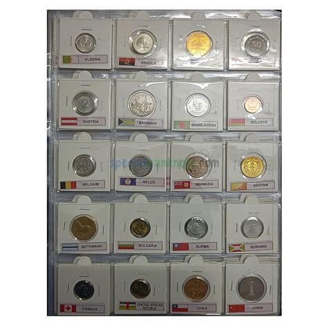 100 Different Countries Coins Collection Original Set with Album Country Flag and Name - Special ...