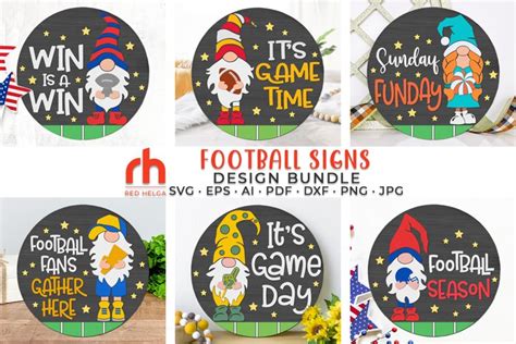 Football Door Signs SVG Bundle, Layered Gnomes Fans Cut File