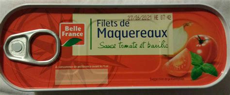 Filets De Maquereaux Sauce Tomate Et Basilic Belle France 208 G