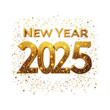 Feliz Año Nuevo 2025 Color Dorado Clip Art Gratuito PNG dibujos Feliz