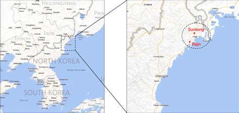 Map Of Rason Rajin Sunbong Special Economic Zone Black Dotted