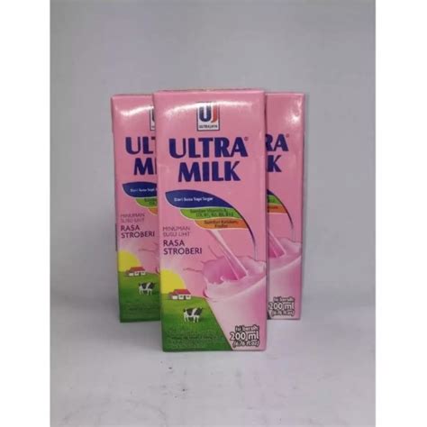 Ultra Milk 200 Ml Rasa Cokelat Stroberry Dan Fullcream Lazada