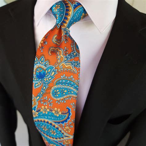 Orange Blue Floral Tie - Etsy