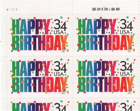 Vintage Happy Birthday Postage Stamps - Etsy