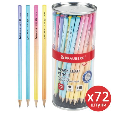 Карандаши простые Brauberg чернографитные 72 штуки купить по цене 1074 ...