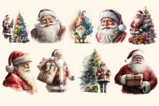 Santa Claus Watercolour Clipart Png Graphic By Hellomyprint