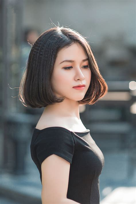 Glamorous Asian Babe Posing In Her Elegant Black Dress In Public Coedcherry