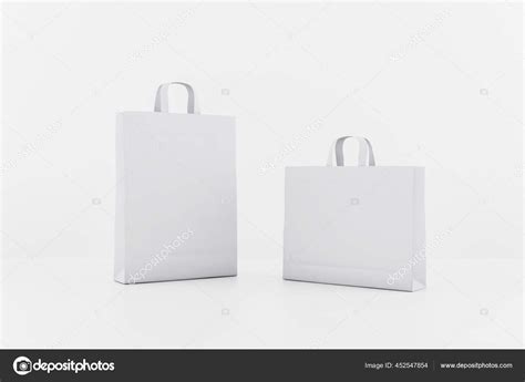 Blank White Paper Bags Space Your Logo Mockup Rendering Stock Photo by ...