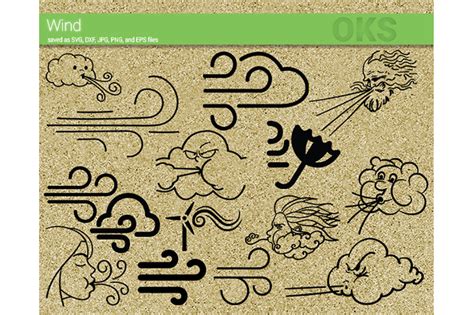 wind svg, blowing wind svg files, vector, clipart, cricut, download By CrafterOks | TheHungryJPEG