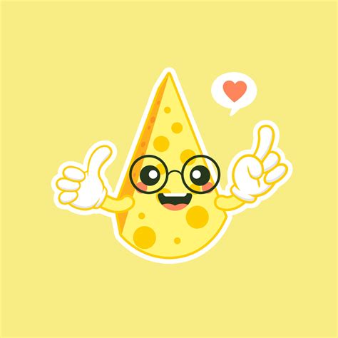 Lindo Y Kawaii Personaje De Queso Awaii Divertido Queso Sonriente