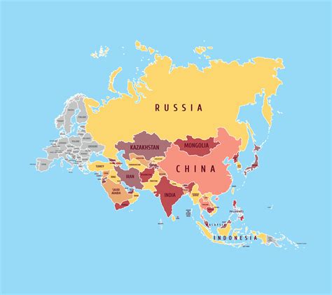 Vector Detailed Political Map Of Asia 29796759 Vector Art At Vecteezy