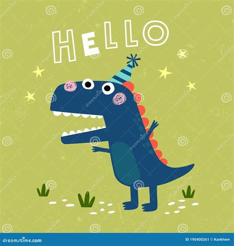 Cute Tyrannosaurus In The Jungle Dinosaur In The Rainforest Vector