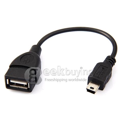 Mini Otg Cable Mini 5 Pin Male To Usb Female Adapter Cable Black