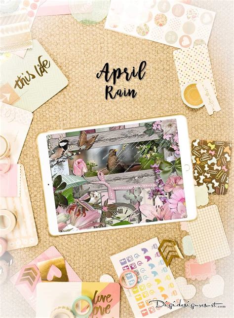 Digital Scrapbooking Kit April Rain Garden Scrapbooking Preserve