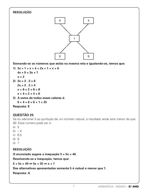Atividades De Matemática 8 Ano Para Imprimir Com Gabarito