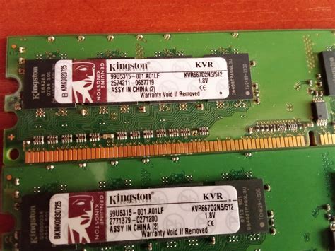 Sprzedam 2x Kości Pamięci Kingston DDR2 667MHz 512MB 15 zł szt