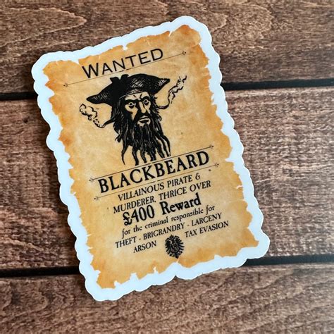 Ofmd Season Two Blackbeard Wanted Poster Matte Vinyl Waterproof Sticker