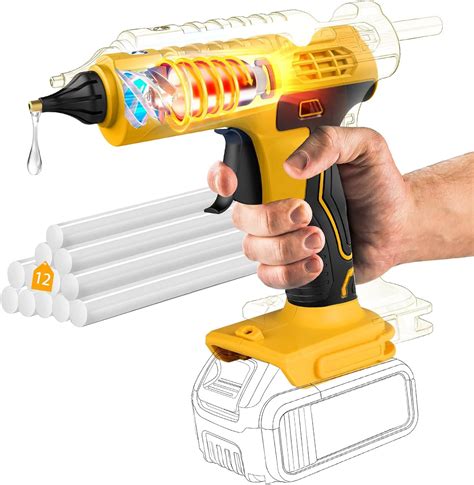 Amazon W Cordless Hot Glue Gun For Dewalt V Battery No Battery Full Size Hot Glue