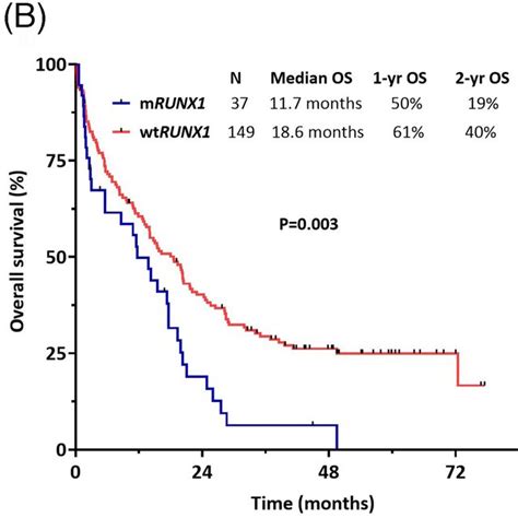 Overall Survival By RUNX1 Mutation Status And Treatment Approach A