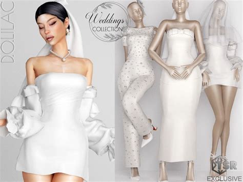 The Sims Resource Weddings Collection Satin Wedding Dress Puff