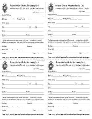 Fillable Online Fraternal Order Of Police Membership Card Cut Along