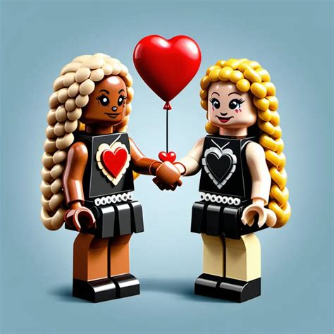 Diverse Lego Friendship Blonde And Braided Lego Girls Holding Heart Balloons Muse Ai