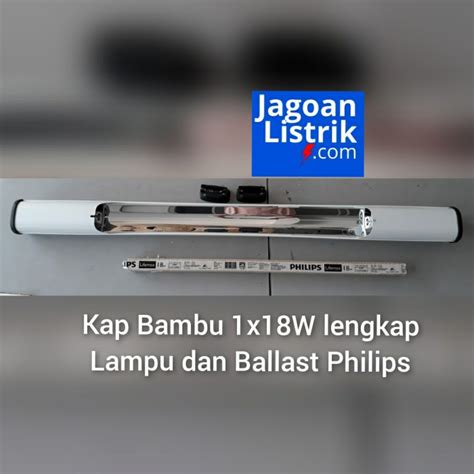 Jual Set Kap Lampu TL Housing Bambu 1x18W Lengkap Dengan Lampu TLD