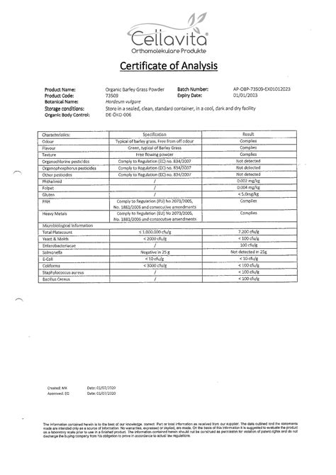 Bio Gerstengras Vita G Dose Pulver Purevita Conservation