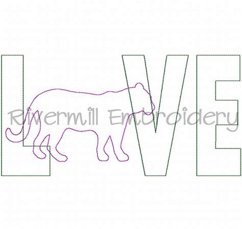 Raggy Applique Tiger Love Machine Embroidery Design Rivermill Embroidery