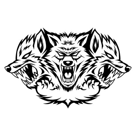 Premium Vector | Cerberus Vector Head Black And White Logo Mascot template