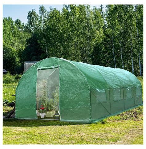 Jiowenm 10 X 20 X 65 Ft Large Walk In Greenhouse Tunnel Plants Growing Tent With 2 Zippered