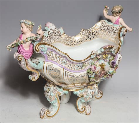 Exquisite Antique German Meissen Porcelain Figural Centerpiece