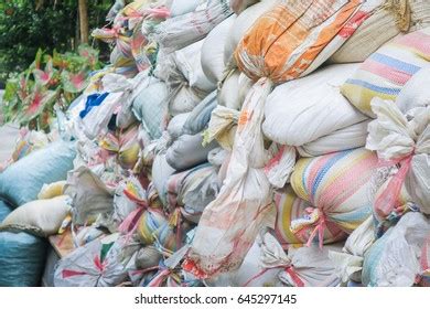 Sandbag Protecting Enemy Invading Border Hill Stock Photo