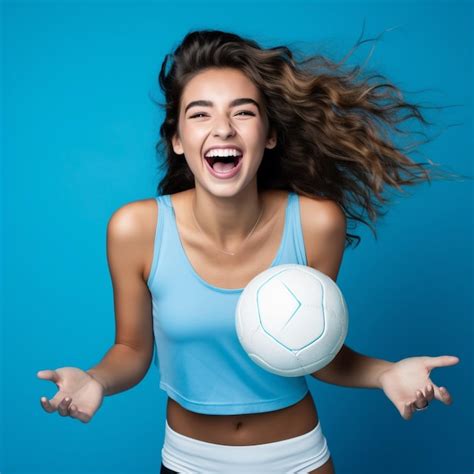 Premium Ai Image Photo Of Excited Sports Fan Girl Holding A Ball