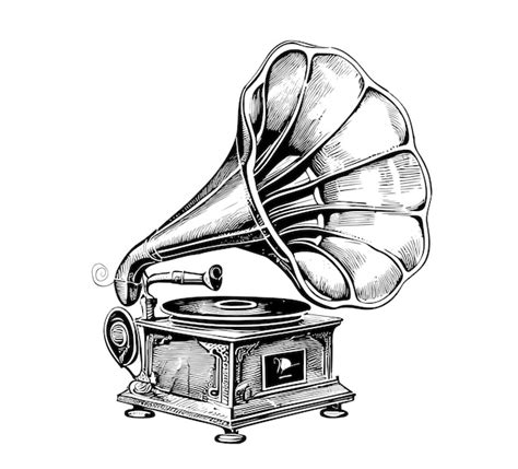 Premium Vector Musical Gramophone Sketch Hand Drawn Vintage Vector